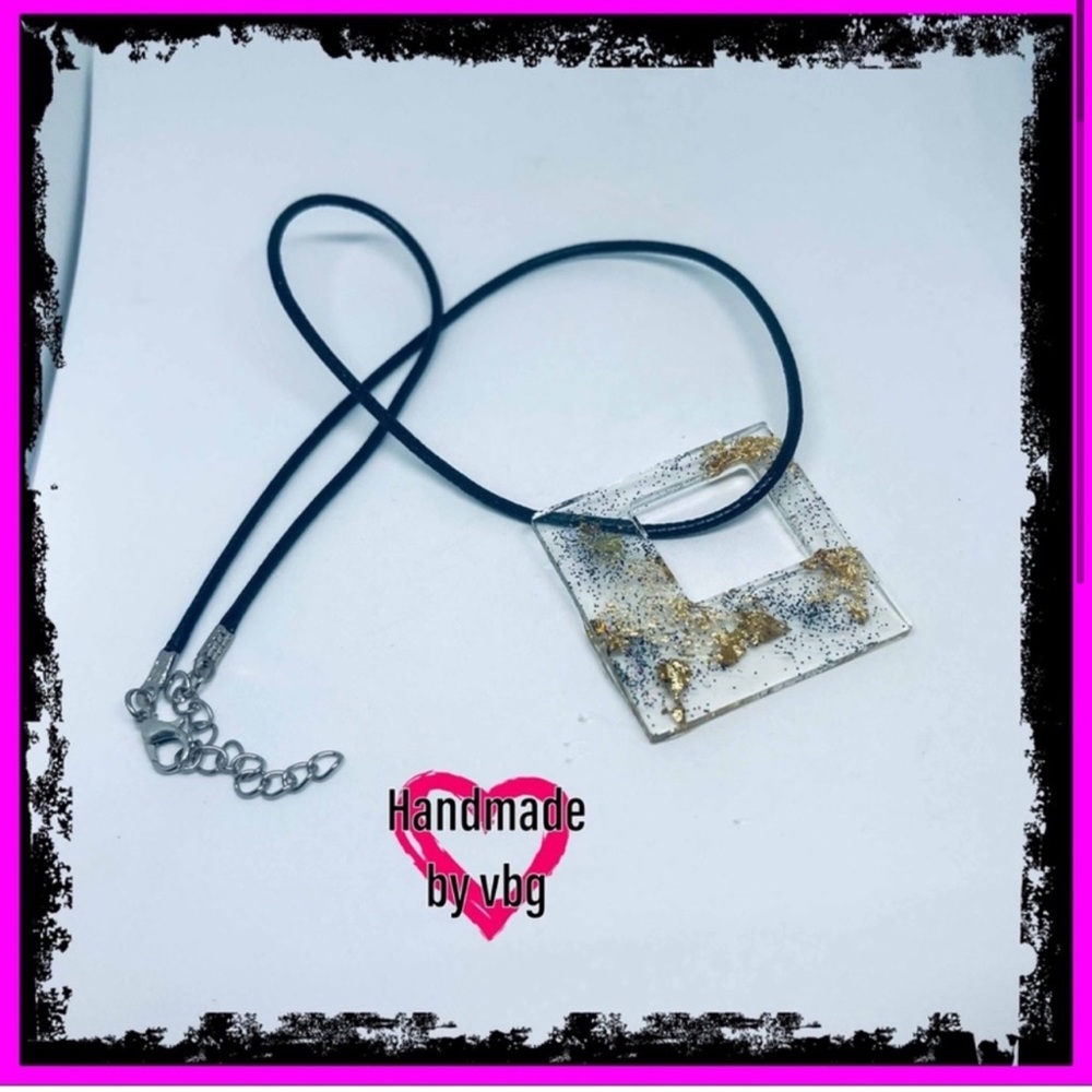 New 24k Gold Flaked Artisan Leather Cord Necklace Sterling Silver Clasp - Picture 3 of 12